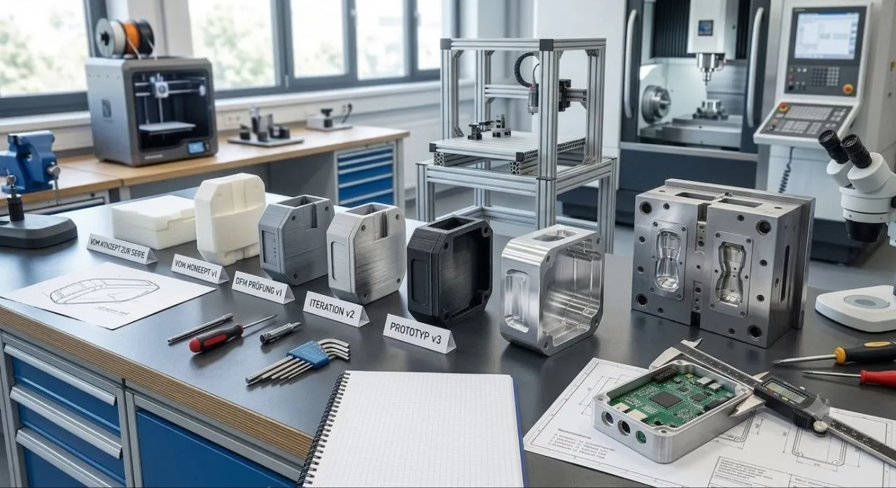 Manufacturing network – printing, CNC, injection molding, modular assembly